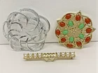 Vintage Sarah Coventry Lot of 3 Brooches Retro Costume Jewelry