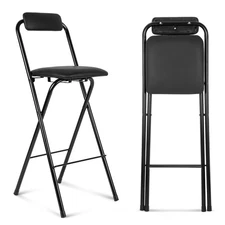 1 Pcs Folding Bar Stool with Backrest, Tall Foldable Stool Chair Portable Hig...