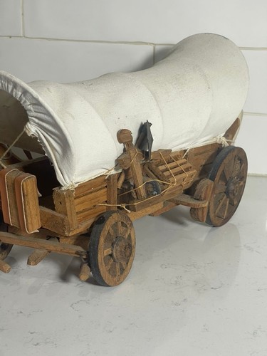 Vintage Wooden Covered Conestoga Wagon Hand Crafted Western Model