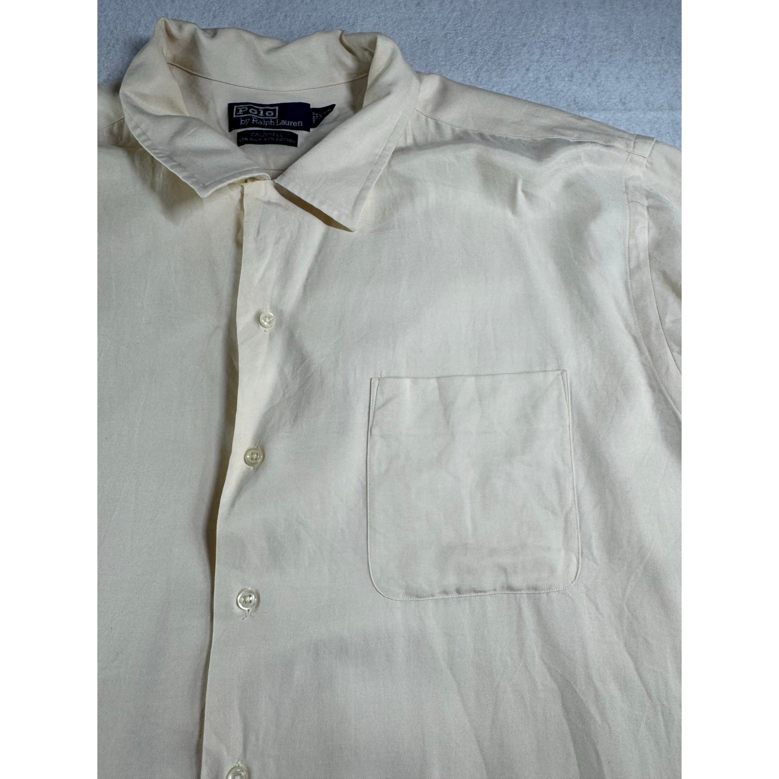 Ralph Lauren Caldwell Silk Blend Shirt XXL Vintage Style Short Sleeve Button Up