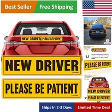 Durable Reusable Reflective Magnet Set   New Driver  Please Be Patient Signs