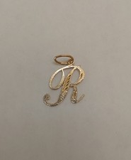 New 14k Yellow Gold Cursive Initial Letter 'R' Charm Pendant