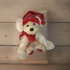 Gund Holiday Sleepy Time Plush Puppy Dog Paw Print Hat & Scarf New with Tags