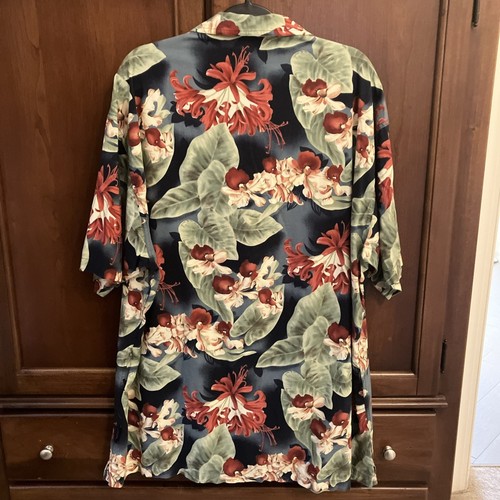 Ralph Lauren Chaps Mens Shirt XLT Blue Floral Hawaiian Tropical Pockets SS - Picture 11 of 11