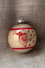 Vintage Glass Santa with Snowflakes Stencil Christmas Ornament Shiny Brite