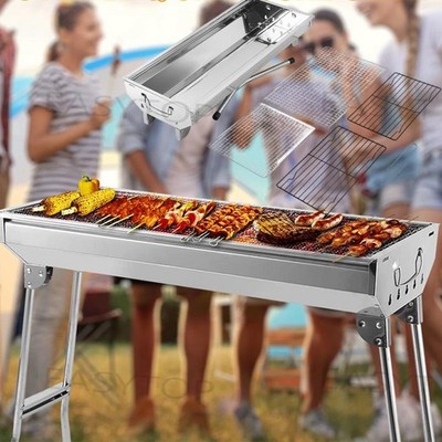 Grill BBQ Holzkohlegrill Klappgrill Camping Standgrill Tragbar Edelstahl 76x73cm