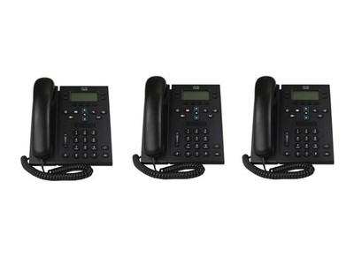 3x Cisco CP-6945-C-K9 Black VoIP IP Phone with Handset and Stand