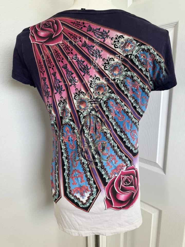 Christian Audigier Women's T-Shirt Black EST 1958 Los Angeles Sz L Graphic Tee - Image 4 of 4