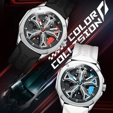 MARK FAIRWHALE Men's Silicone Rotatable Wheel Hub Brake Caliper Boy Quartz Watch