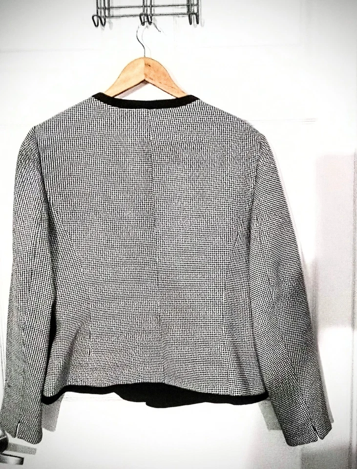 Blazer Kasper para mujer blanco y negro talla grande manga larga sin cuello nuevo sin etiquetas Foto 3 de 4