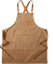 Canvas Cross Back Chef Apron with Pockets