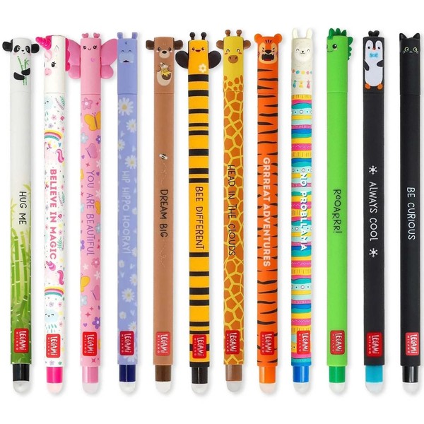 Legami Gelstift Set 12 Stk Radierbar 0,7Mm Verschiedene Farben Tiermotive-image