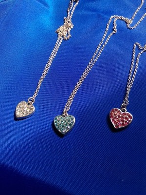 multi crystal hearts Silvertone BFF Claire's silvertone bridesmaids gifts