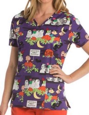 Preowned Peanuts Scrub Top Halloween Print Size small
