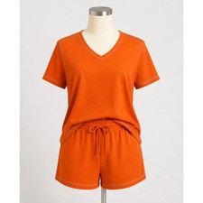 Ekouaer Lounge Set Orange Cozy Soft Girl Athleisure Matching Set L