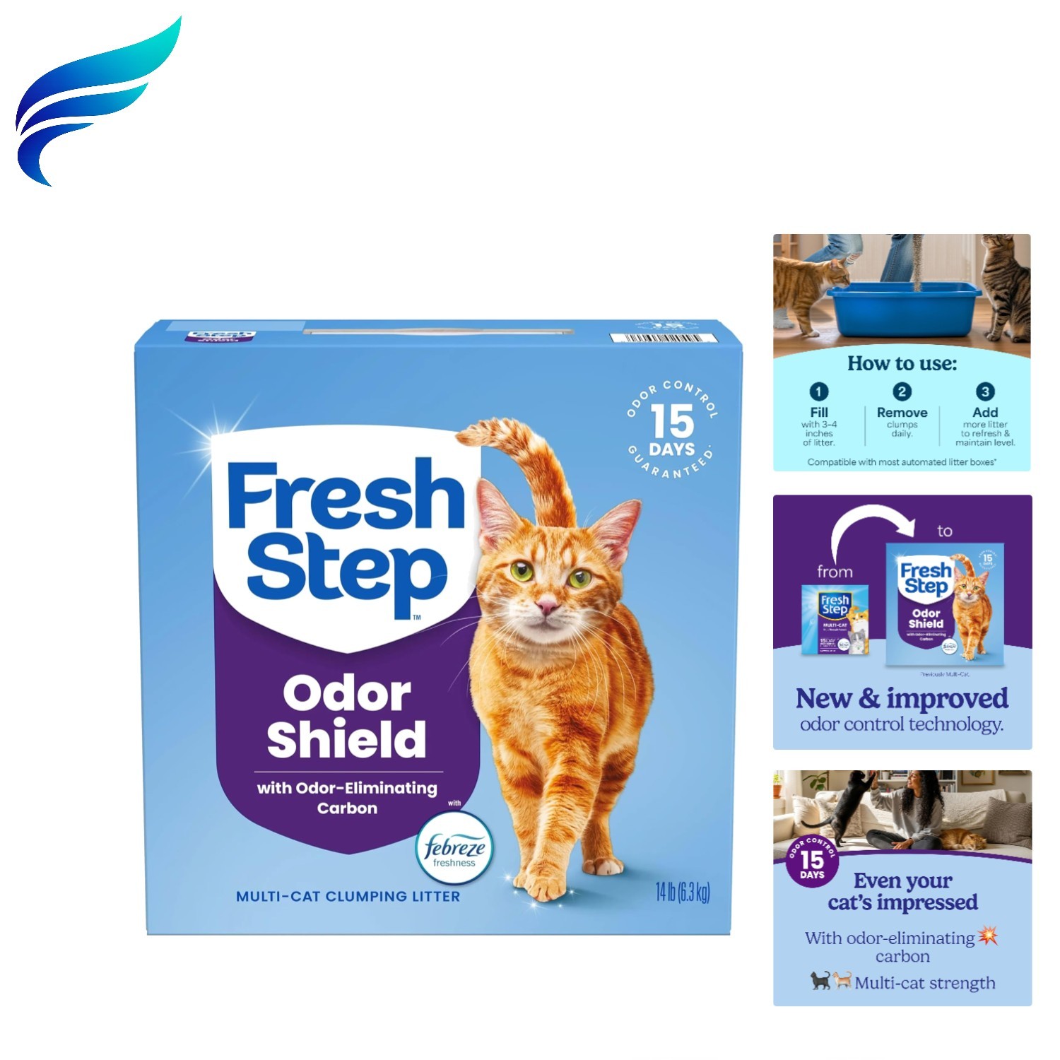 14 lb Multi-Cat Clumping Litter with Febreze Freshness & 15 Days Odor Control