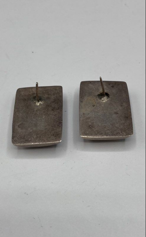 Sterling Silver Black Rectangular Stud Earrings 1… - image 5