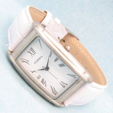 Fossil Vintage Armbanduhr Damen Herren Weiß EC-8745 Batterie neu S291