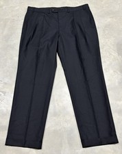 Lauren Ralph Lauren Total Comfort 100 Wool Pleated Dress Pants Mens 42x32 Black
