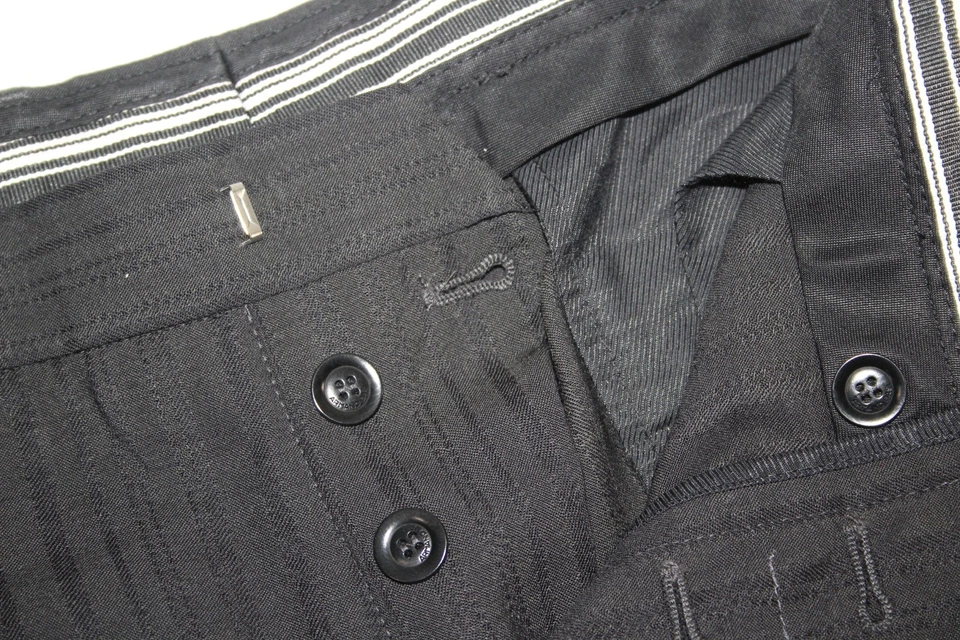 ARMAND BASI Men's 42R Black Wool Suit 36 X 30.5 Spain Stripe Surgeon Cuffs - Image 3 of 4