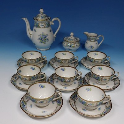 Schumann Bavaria - Forget Me Not - 21 Pc Demitasse Coffee Set - 8 Cup Saucer