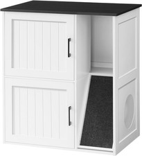 Litter Box Enclosure for 2 Cats Hidden Litter Box Furniture with Scratch Pad