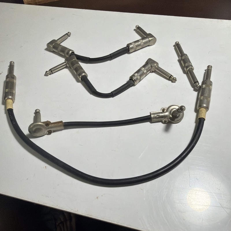 LOT of 5 Guitar Pedal TS 1/4” (inch) Right angle Patch coupler cables .5’ 1’ 