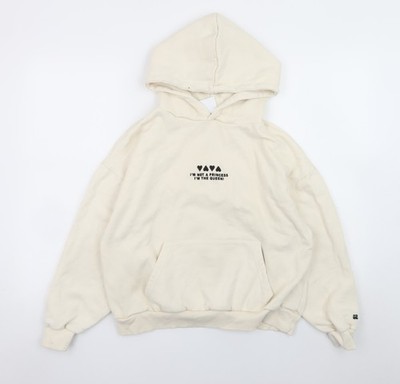 Pacific Republic Damen Elfenbein Pullover Hoodie Gr. S Grafikdruck Queen