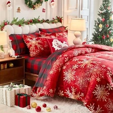 Christmas 7 Pieces Queen Comforter Sheet Set Bed in a Bag Queen-7pieces Gray