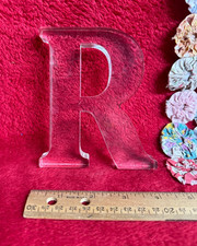 Clear Acrylic or Lucite Letter R Free Standing Decor