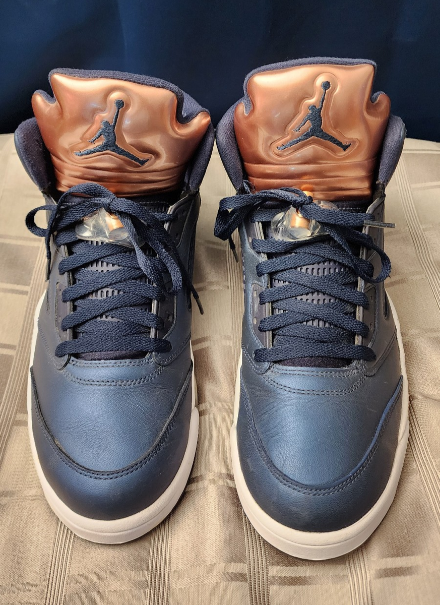 Nike Air Jordan 5 Retro Mens 12 Bronze Obsidian Navy Blue 136027