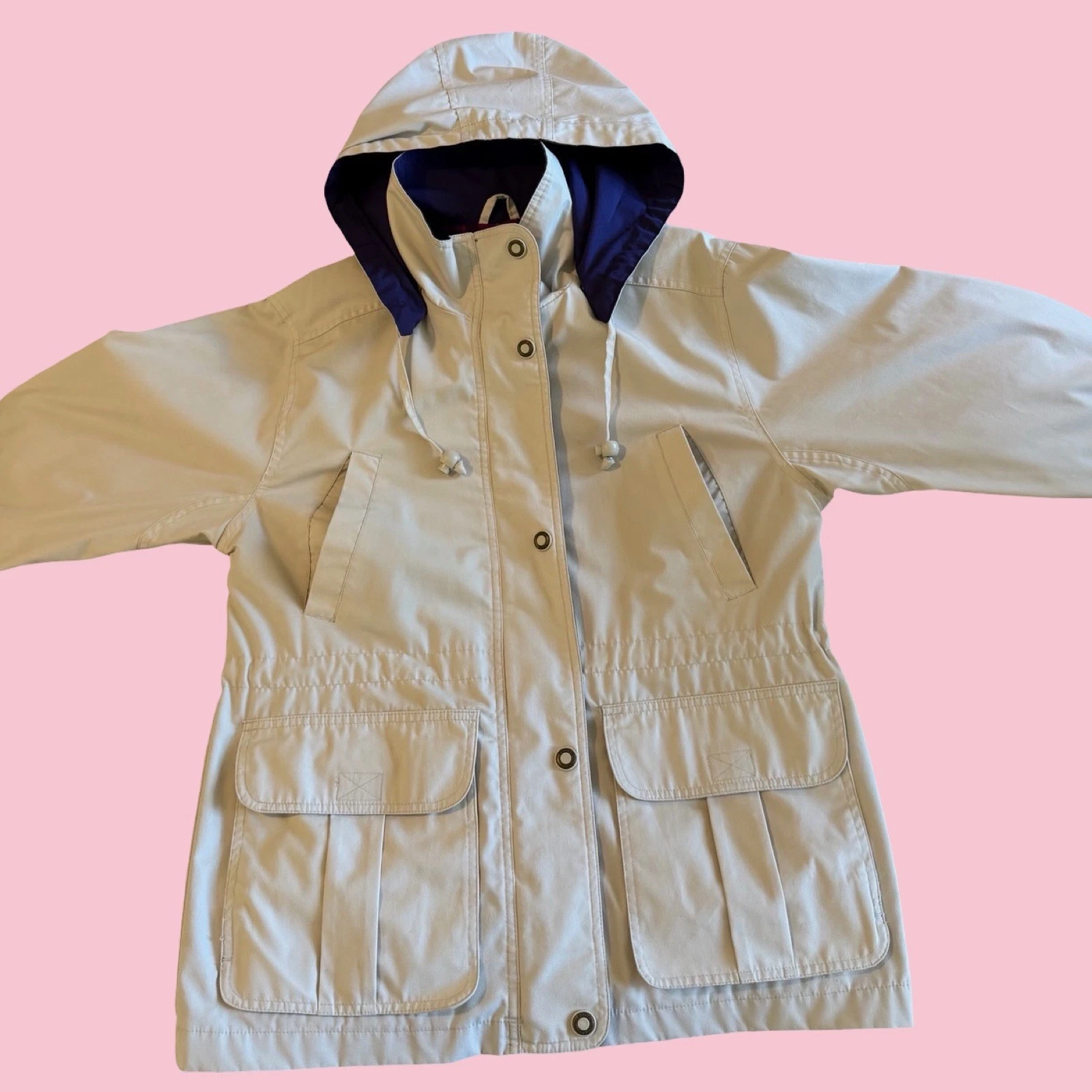 Pacific Trail Size Small Ivory Jacket Flannel Lined Removable Hood Outdoor