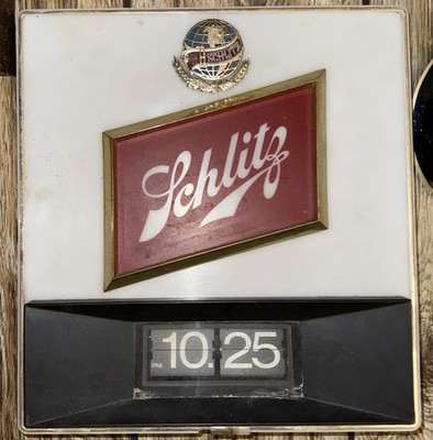 Vintage Schlitz Beer Mid Century Advertising Flip Clock For Parts And Repair