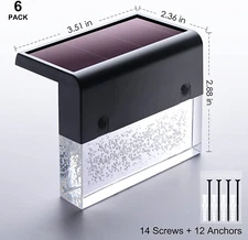 Solar Deck Light LED Outdoor 10 Lumens 2 Mode Warm/Color Changing 6 Pack