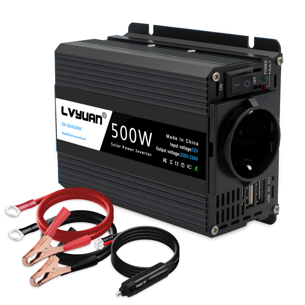 500W Wechselrichter 12V auf 230V USB Car Spannungswandler Campen für Laptop
