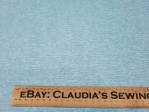 Sail Away BTY Elizabeth Munro Quilting Treasures Tonal Light Blue Waves Nautical - Picture 2 of 3