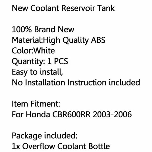 Plastica ABS Vaschetta Liquido Acqua Radiatore Per Honda CBR600RR 2003-2006 A0 Y - Foto 5 di 5