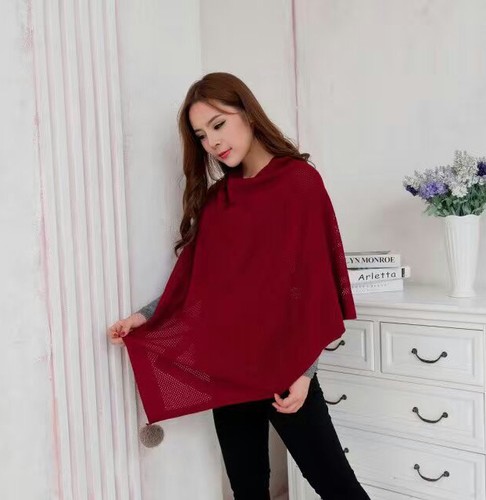 Womens Poncho Stole Cape Shrug Wrap Shawl Jacket Jumper Sweater Pom Pom 6-16 Top - Picture 19 of 40