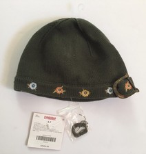 NWT Gymboree Equestrian Club Sz 5-7 Dark Green Embroidered Flower Sweater Hat