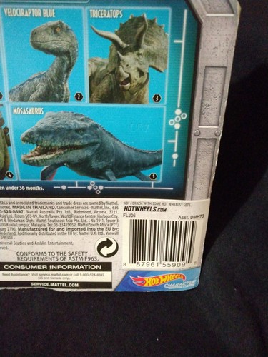 Hot Wheels Jurassic World Velociraptor Blue 2017 Character Car - Sealed NEW - Bild 5 von 5