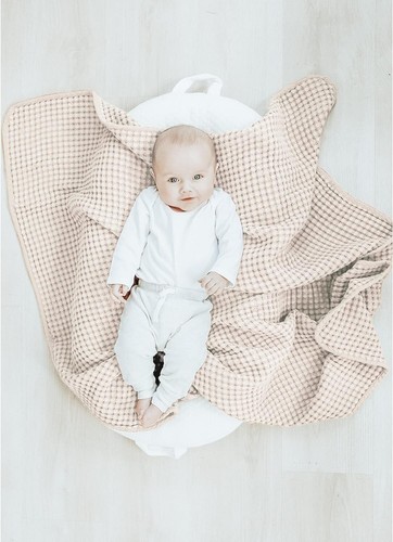 NEW Waffle Baby Blanket Nursery Swaddle Soft Lightweight Toddler Kids Throw Oat - Picture 5 of 8