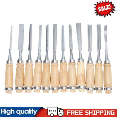 12 Stck. Holzschnitzerei Hand Meißel Werkzeug Set Holzbearbeitung Profi Fugen ~ G