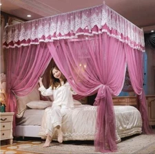 Luxury Princess Canopy Bed Curtains 3 Side Openings HomeBed Curtain Netting