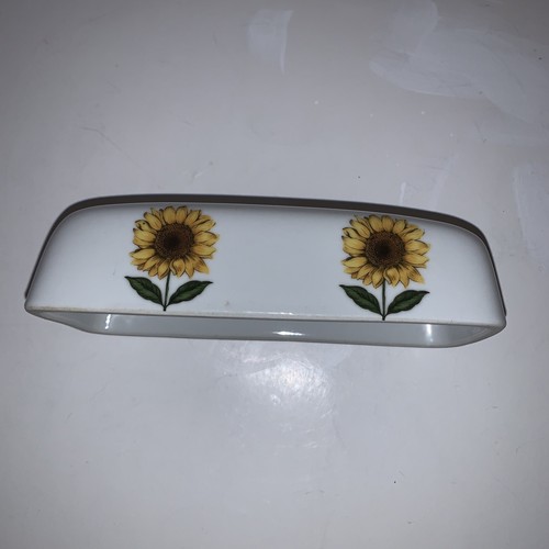 VTG Covered Butter Dish Sunflowers Hand Decorated USA Cordon Blue International - Picture 6 of 12