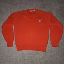 Vtg Timeout Clemson Tigers University Sweater Mens M Orange Tiger Paw V-Neck USA