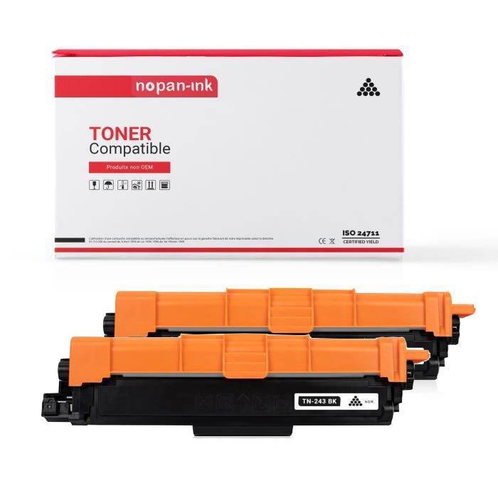 Toner TN243 noir NOPAN-INK idéal pour le télétravail pack de 2