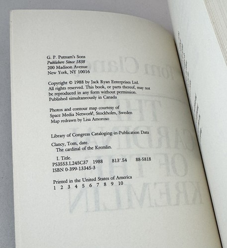 The Cardinal of the Kremlin-Tom Clancy-SIGNED!-Uncorrected Proof/ARC-First-RARE! - Picture 5 of 24