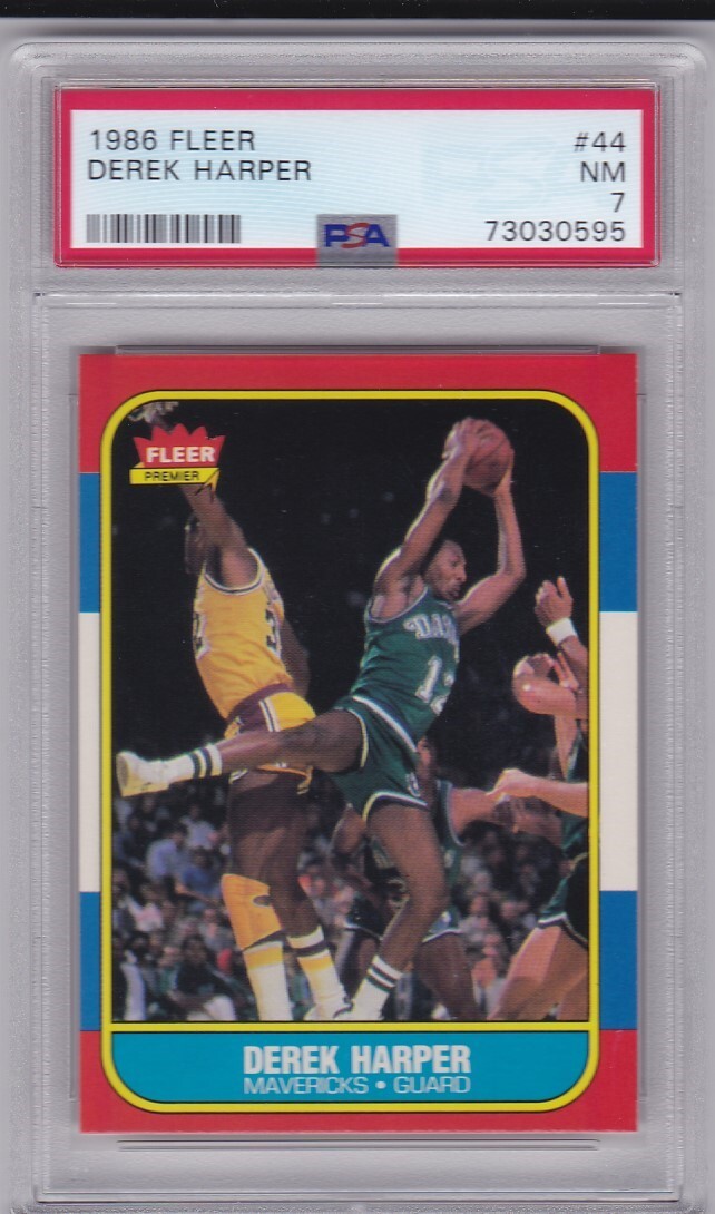 1986-87 FLEER BASKETBALL DEREK HARPER ROOKIE #44 MAVERICKS PSA 7 *133