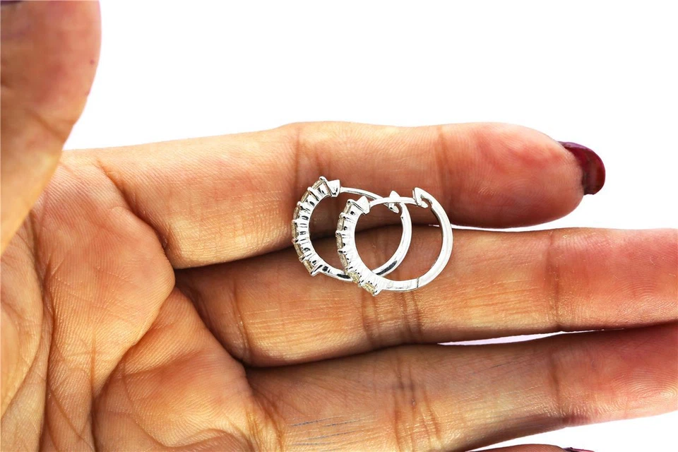 I1 G 0.80 Ct Natural Diamond Hoops Earrings Prong Set 14K White Yellow Rose Gold - Image 3 of 4