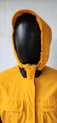 Vintage Mont-bell Hooded Shell Jacket Coat Nylon Full Zip Yellow